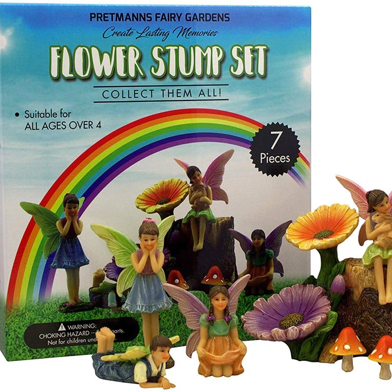 Miniature Fairy Figurines And Flower Stump Supplies Package